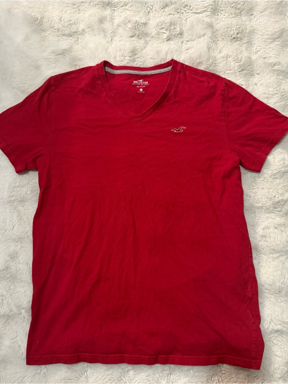 Hollister Red Embroidered Logo V-Neck Tee
